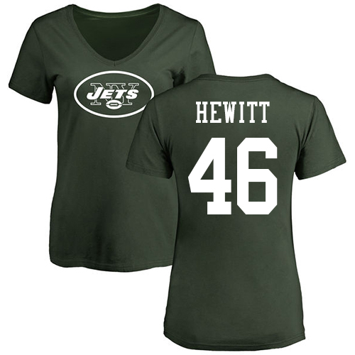 New York Jets Green Women Neville Hewitt Name and Number Logo NFL Football #46 T Shirt->new york jets->NFL Jersey